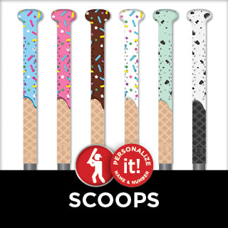 Set of ice cream-themed bat grips bands with colorful sprinkles and polka dots, featuring the brand Sniper skin drip for your bat