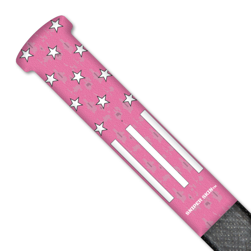Pink stars and stripes hockey grip