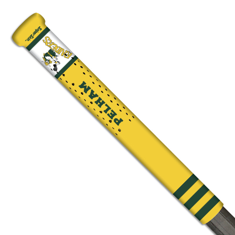 yellow custom lacrosse pelham raiders grips from sniper skin with team logo 