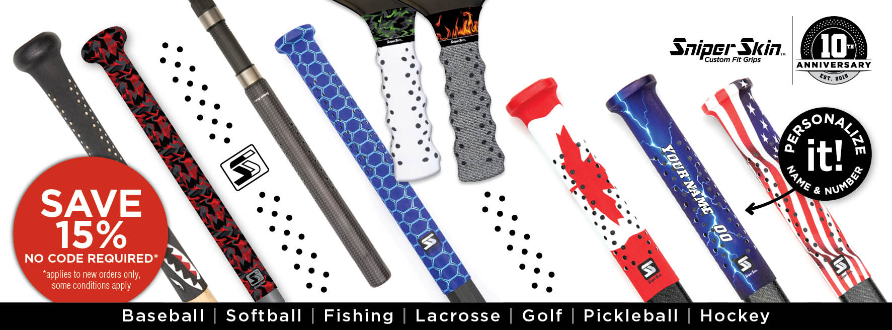 save 15% on the best custom fit grip only from sniper skin sports grips 