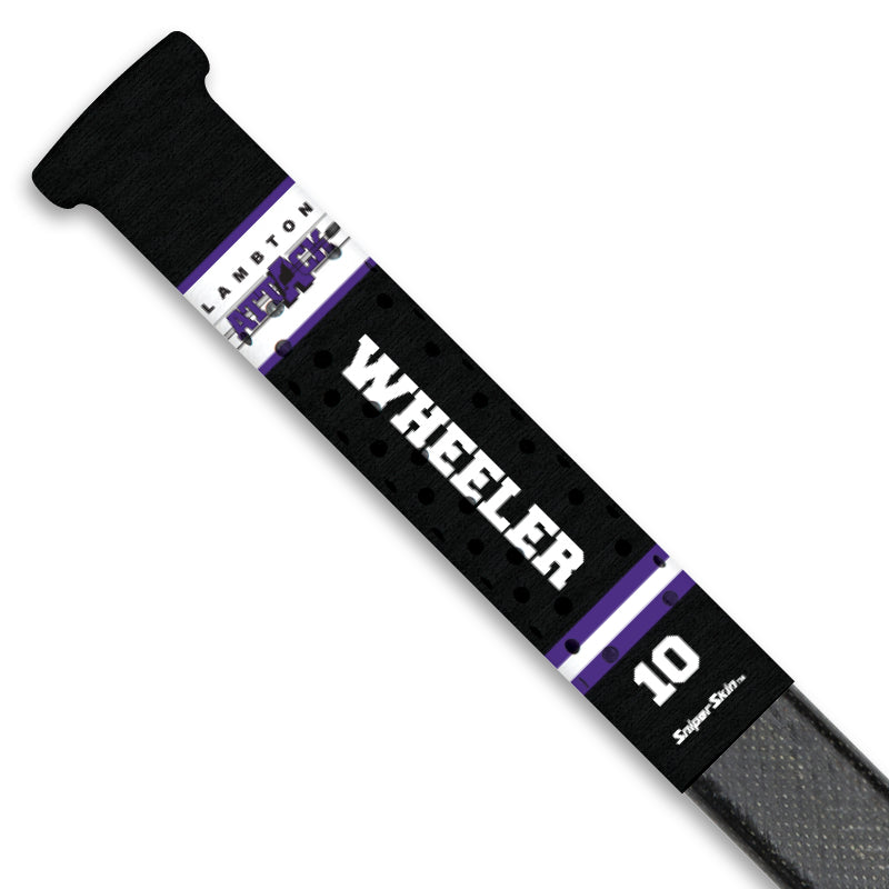 black Purple team stripes Lambton Attack hockey stick grip only from Sniper Skin 