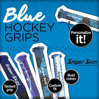 Blue hockey stick grips by Sniper Skin