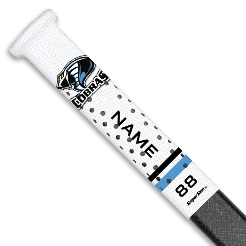 WHITE TEAM STRIPES KENT COBRAS Hockey stick grip only from Sniper Skin