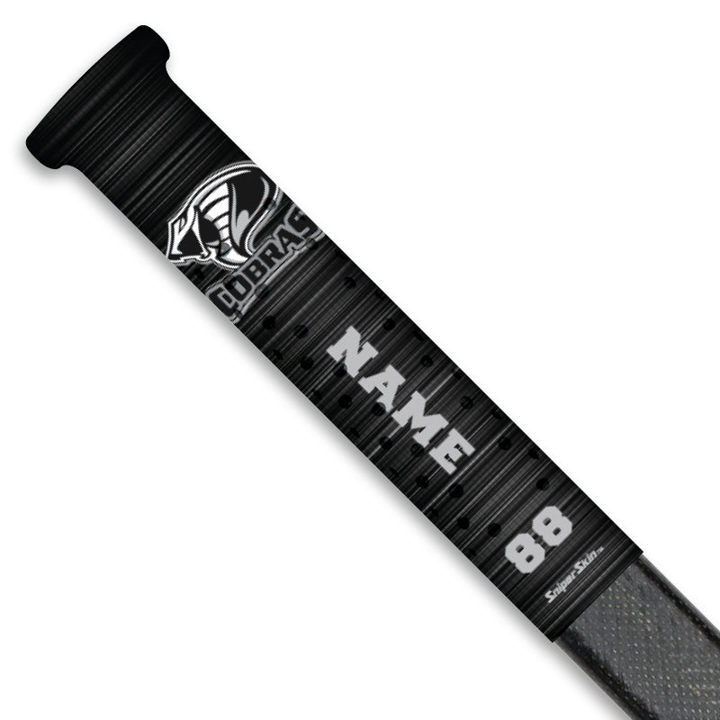 BLACK CARBON KENT COBRAS Hockey stick grip only from Sniper Skin