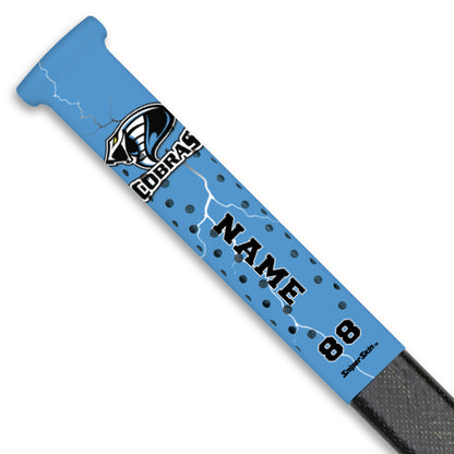 BLUE LIGHTNING KENT COBRAS Hockey stick grip only from Sniper Skin