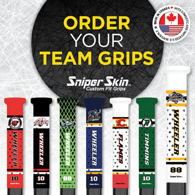 custom team design hockey stick grips from sniper skin 