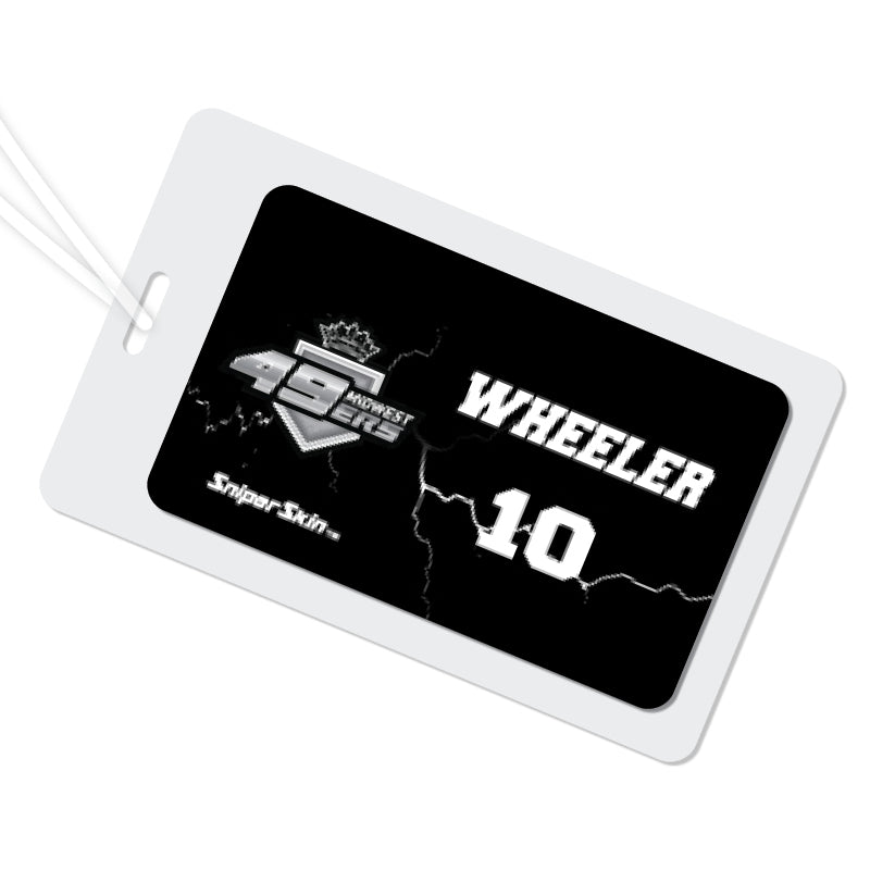 BLACK LIGHTNING MIDWEST 49ERS SNIPER SKIN HOCKEY BAG TAG FUNDRAISER