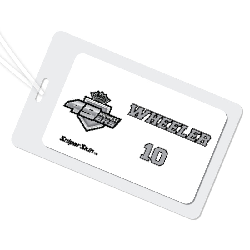 WHITE  MIDWEST 49ERS SNIPER SKIN BAG TAG FUNDRAISER