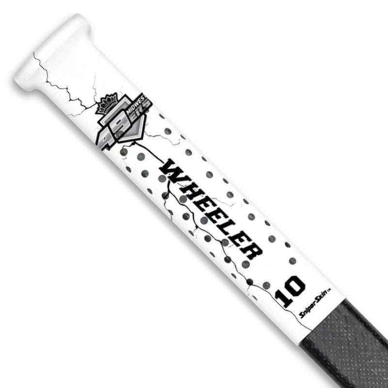 WHITE LIGHTNING  MIDWEST 49ERS SNIPER SKIN HOCKEY STICK GRIP FUNDRAISER