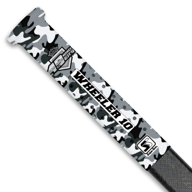 BLACK WHITE CAMO MIDWEST 49ERS SNIPER SKIN HOCKEY STICK GRIP FUNDRAISER