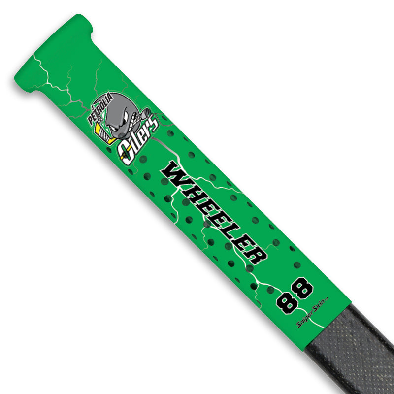 personalized hockey stick grip petrolia oilers green lightning