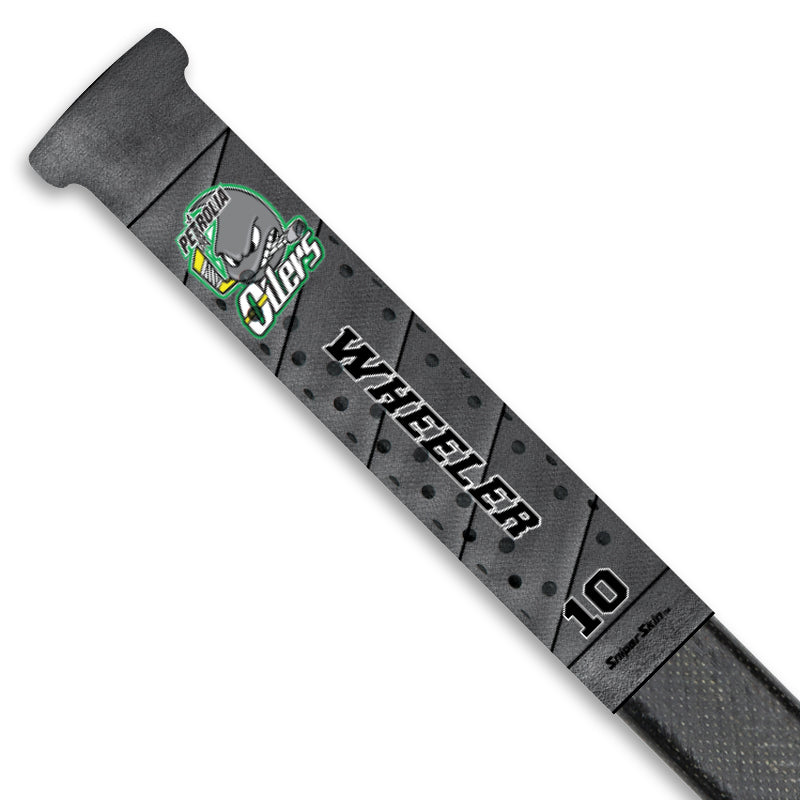 personalized hockey stick grip petrolia oilers black tape lines