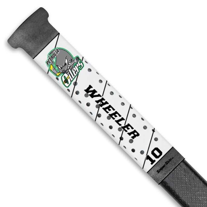 personalized hockey stick grip petrolia oilers white tape lines