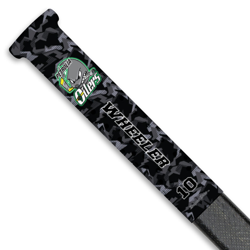 personalized hockey stick grip petrolia oilers black geo camo