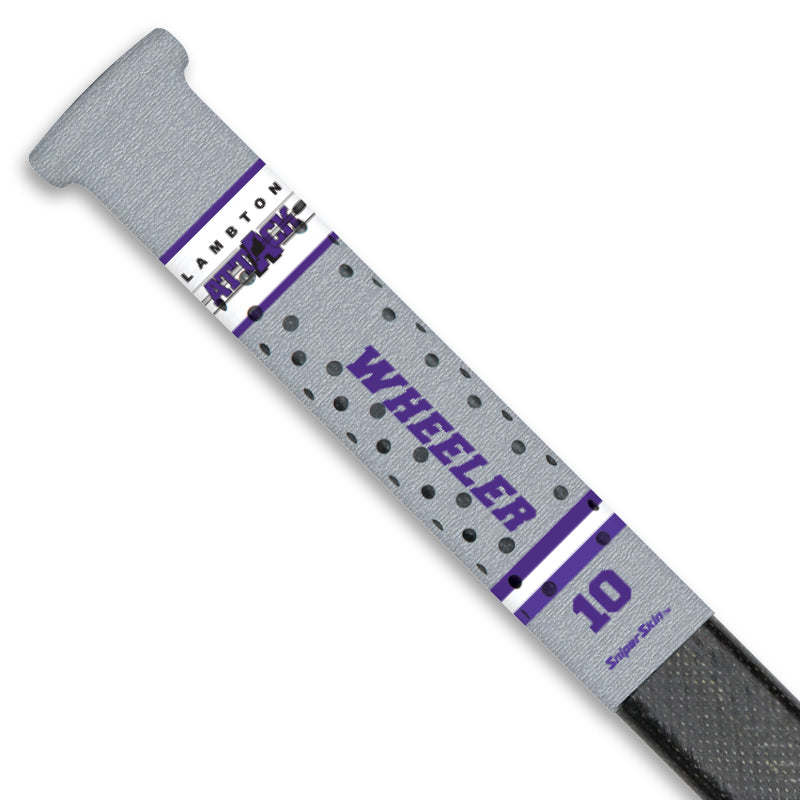 Silver  team stripes Lambton Attack hockey stick grip only from Sniper Skin 