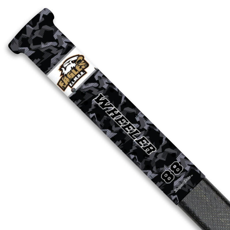 black geo camo EAST LAMBTON  Minor Hockey stick grip only from Sniper Skin 
