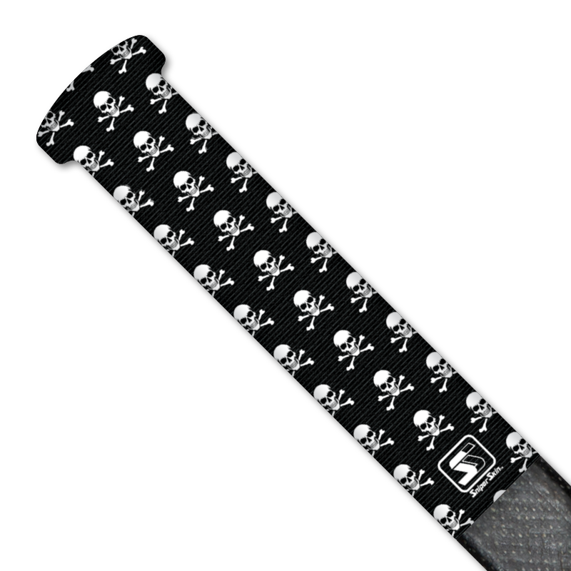 Sniper Skin on a hockey stick handle with white skulls pattern