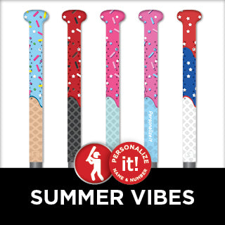 Set of colorful baseball bat grips with 'Personalize It!' logo from sniper skin drip 