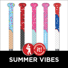 Set of colorful baseball bat grips with 'Personalize It!' logo from sniper skin drip 