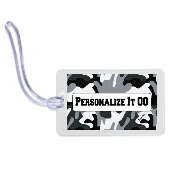 black and white camo 
 personalized bat bag tag