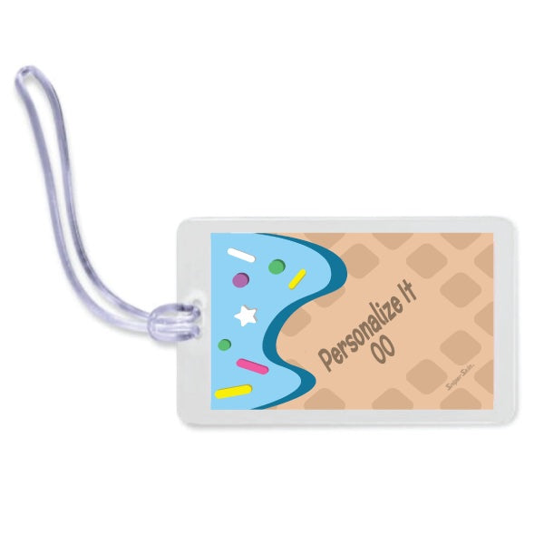 blue cotton candy personalized bat bag tag