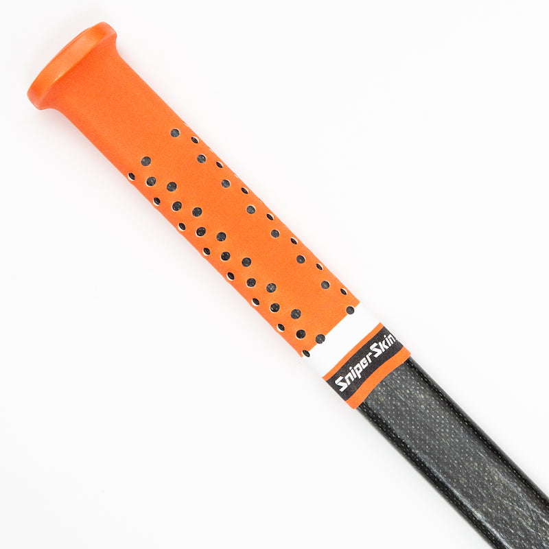 Orange Black white stripes pattern sniper skin hockey grip on a hockey stick handle  (Philadelphia)