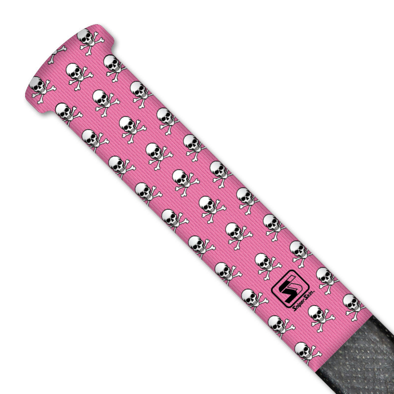 Pink skulls hockey grip