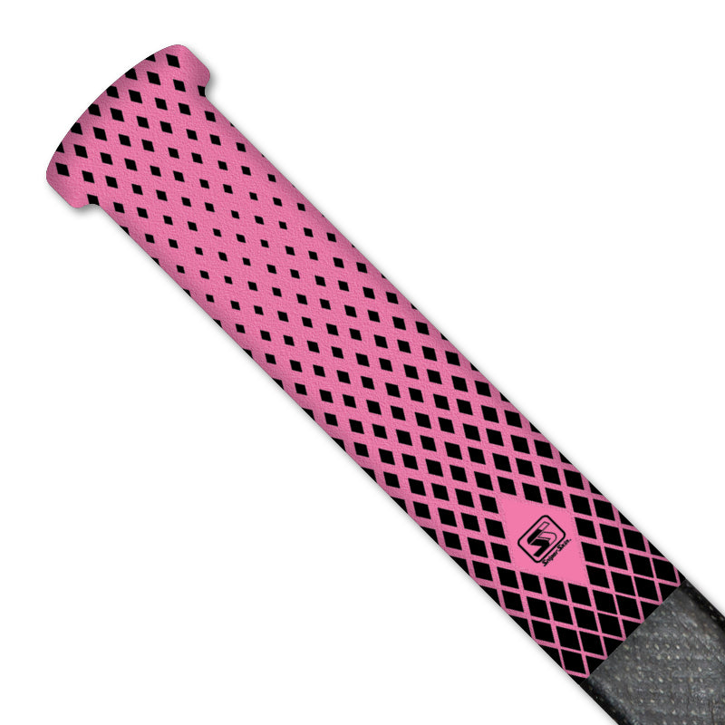 Pink Black double diamond hockey grip