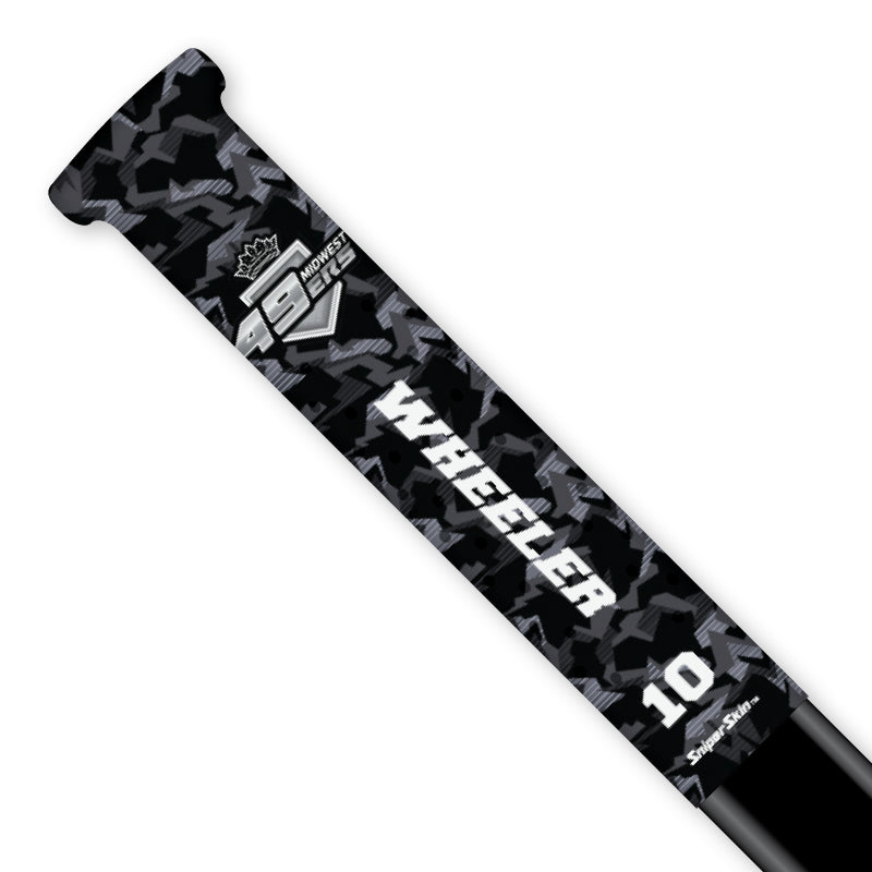 BLACK GEO CAMO MIDWEST 49ERS SNIPER SKIN HOCKEY STICK GRIP FUNDRAISER