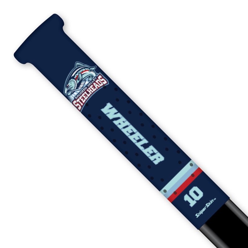 BLUE SAUGEEN VALLEY STEELHEADS MIDWEST 49ERS SNIPER SKIN HOCKEY STICK GRIP FUNDRAISER