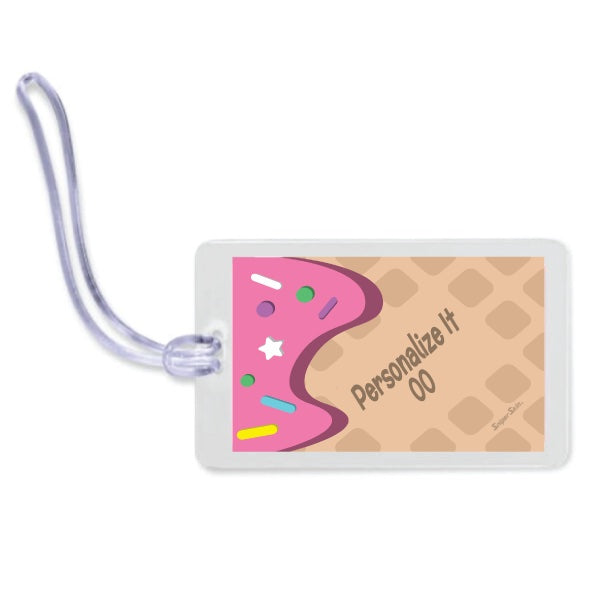 pink sprinkles personalized bat bag tag