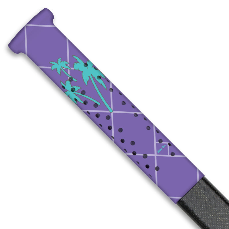 purple hockey stick grip with blue palm trees from sniper skin 