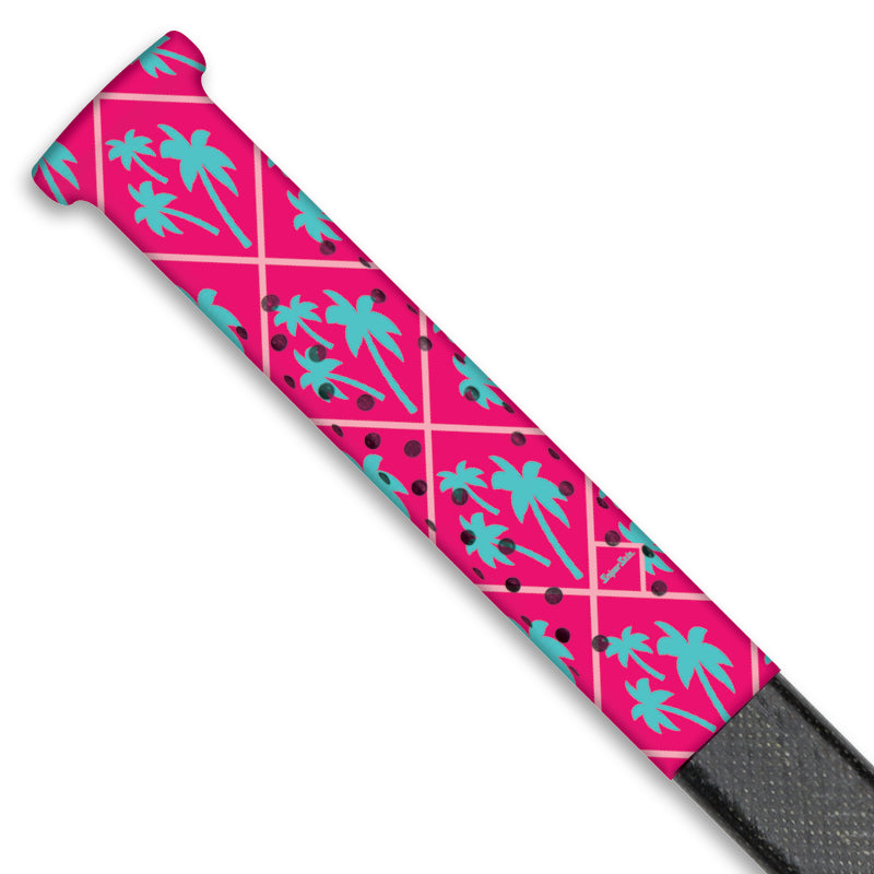pink hockey stick grip with blue palm trees from sniper skin 
