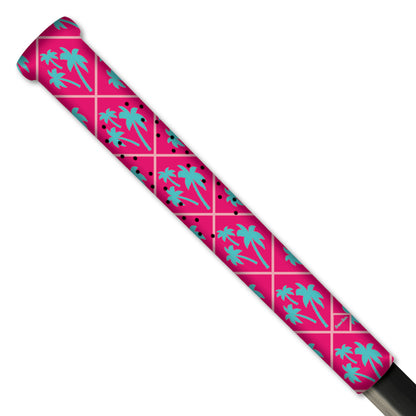 pink blue palm tree pattern lacrosse grip from sniper skin 