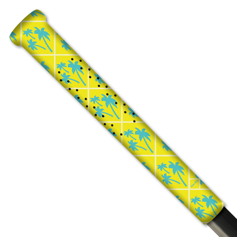yellow blue palm tree pattern lacrosse grip from sniper skin 