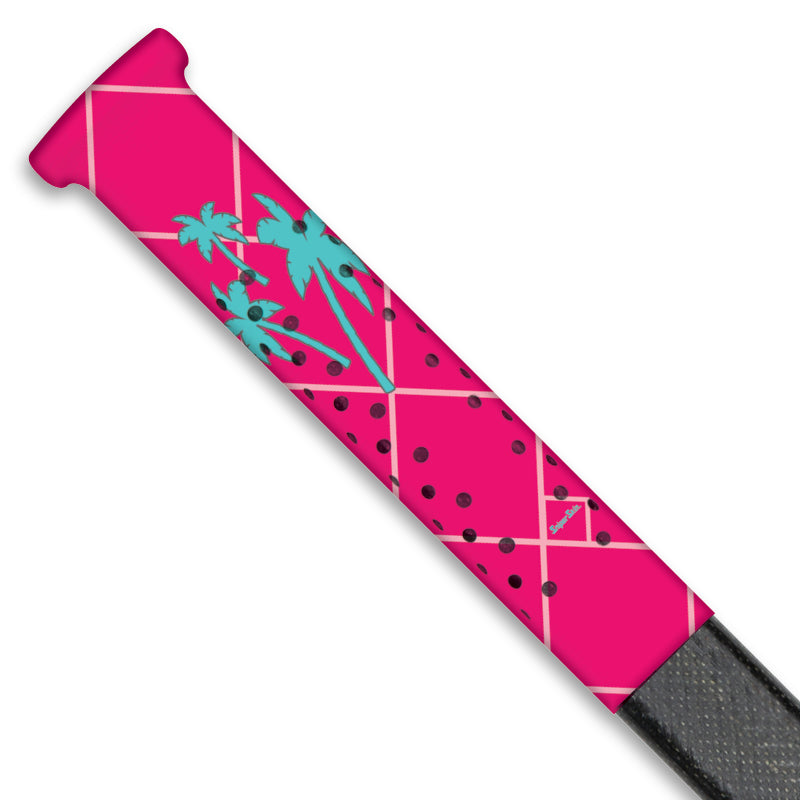 pink hockey stick grip with blue palm trees from sniper skin 