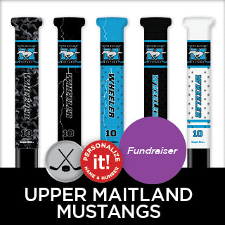 upper maitland mustangs custom hockey stick grip fundraiser only from sniper skin  