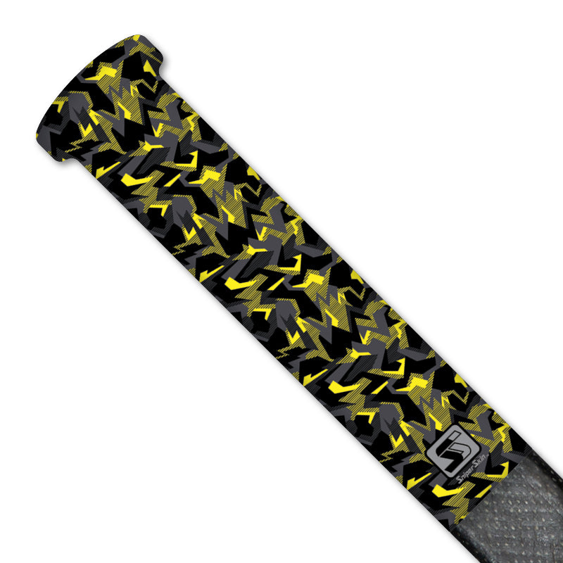 yellow geo camo hockey grip 